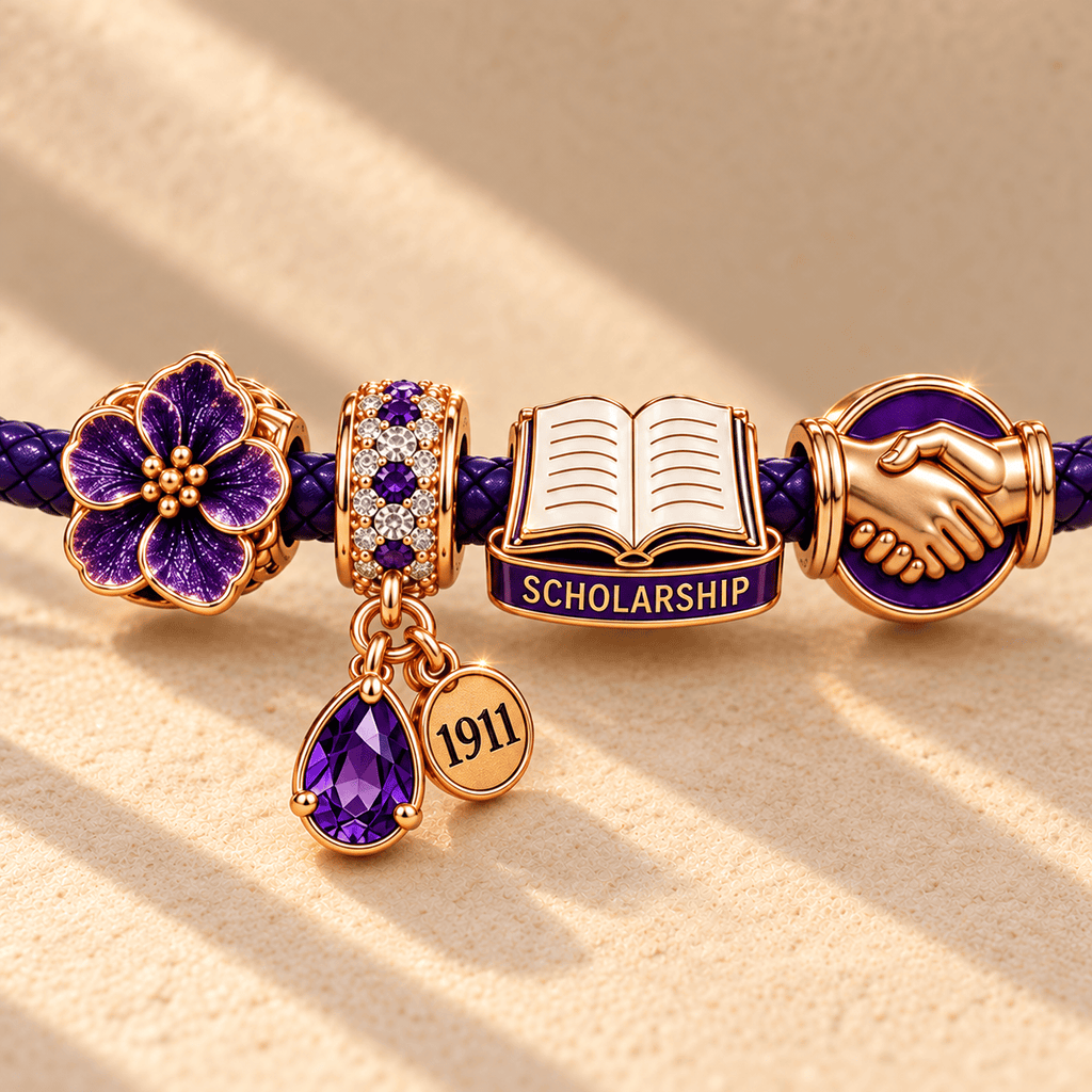 OMPP Braided Leather Charm Bracelet Set NHVH