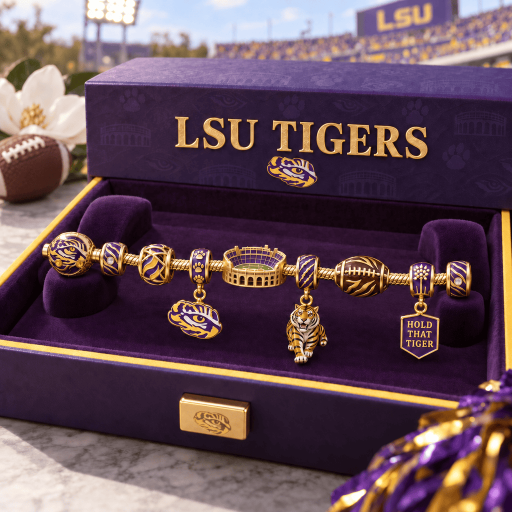 LSU Gold Charm Bracelet Set HQH