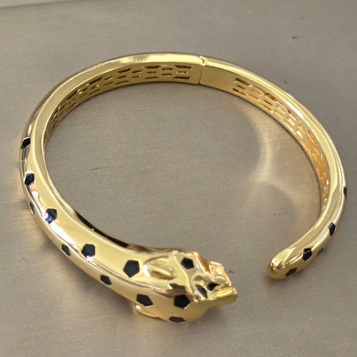 BLack Spots Leopard bracelet Cubic Zirconia Stone Animal Panther cuff bangle for Men or Women designer copper jewelry
