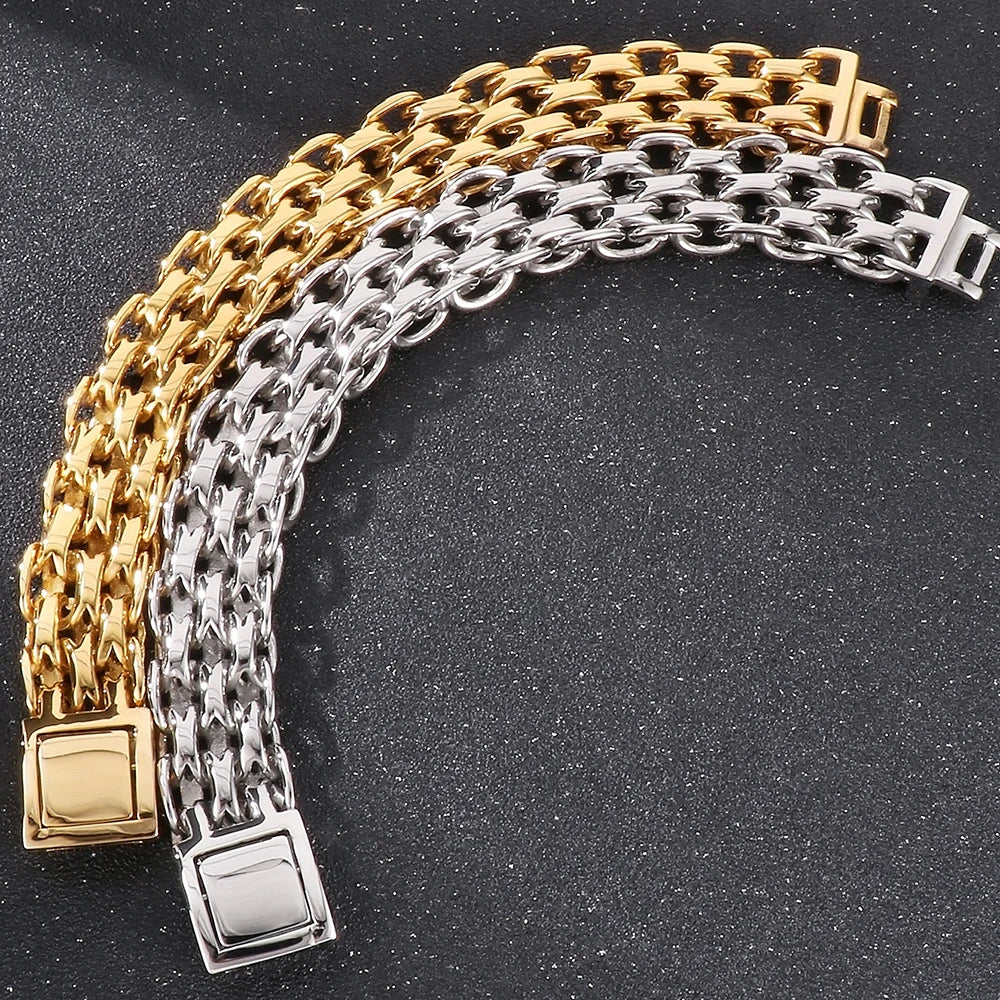 Stylish Polished 20MM Width 316L Stainless Steel Chain Man Bracelet for Men Cool Durable Elegant Jewelry Gift for Party Birthday